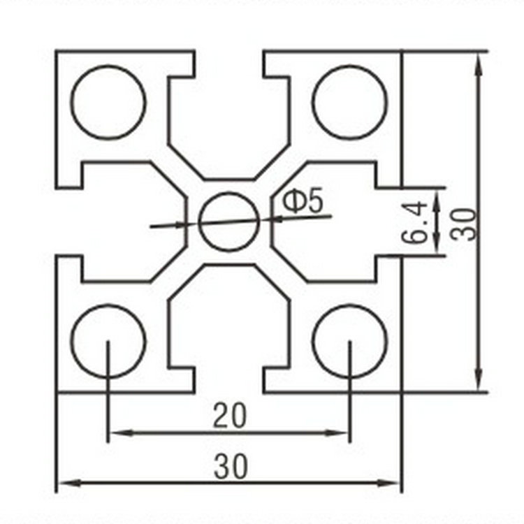 EF3030A工業鋁型材尺寸圖