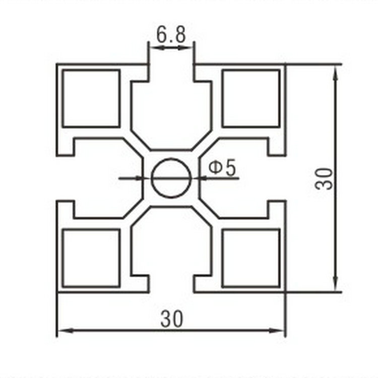 EF3030L工業鋁型材尺寸圖