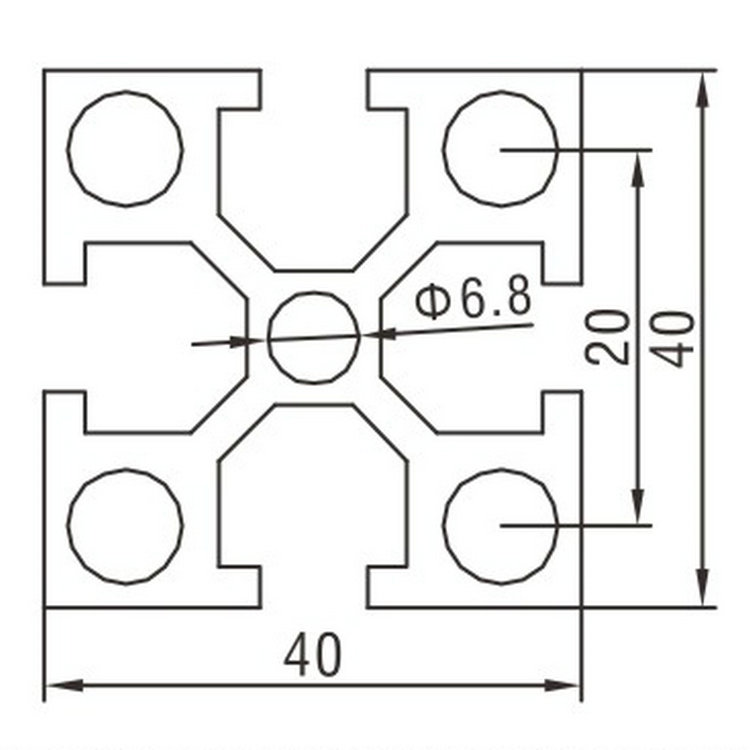 EF4040A工業(yè)鋁型材尺寸圖