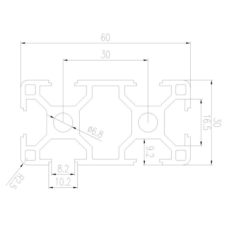 EFE8-3060A工業鋁型材尺寸圖