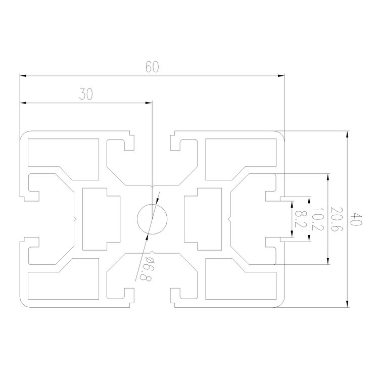 EFE8-4060工業鋁型材尺寸圖
